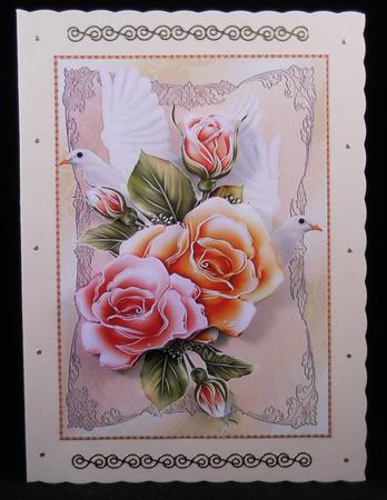 Glowing Roses and White Doves by Yvonne Middleton