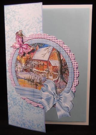 Woodland Cottage in Snow. Over the Edge Mini Decoupage Kit by Yvonne Middleton