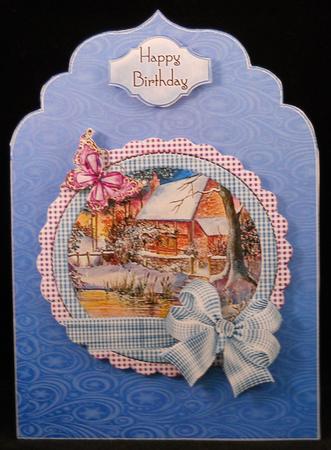 Blue Snowflake and Swirls Elegant Top Card Base by Yvonne Middleton