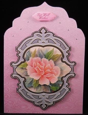 Pink Snowflake and Swirls Elegant Top Card Base by Yvonne Middleton