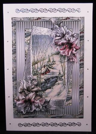 Log Cabin and Winter Lilies by Yvonne Middleton