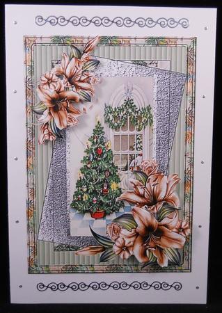 Christmas Tree Card Front with Decoupage by Yvonne Middleton