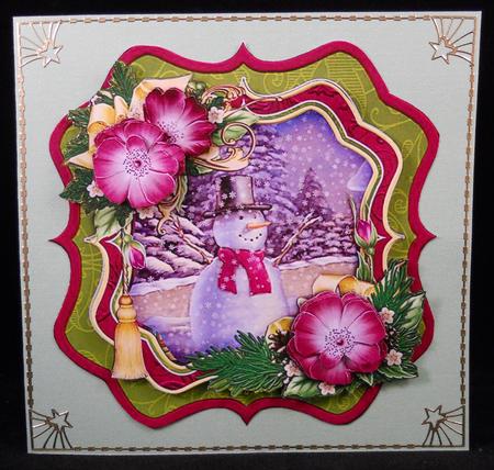 Snowman Christmas Bracket Topper Decoupage & Insert by Yvonne Middleton