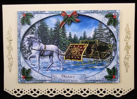 Gorgeous White Horse & Christmas Sleigh by Yvonne Middleton