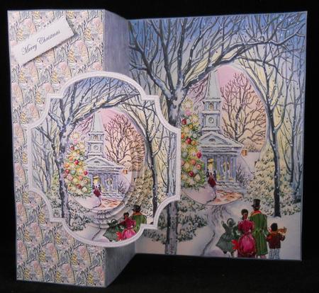 Church Through the Trees No Hole Fold Back Card by Yvonne Middleton