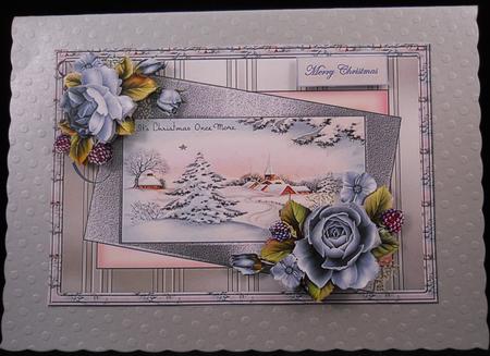 Vintage Christmas and Winter Rose Card by Yvonne Middleton