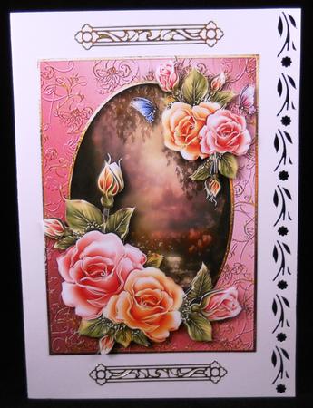 Rosy Glow Roses Woodland Scene by Yvonne Middleton