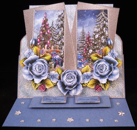 Blue Christmas Trees Over the Edge with Decoupage by Yvonne Middleton