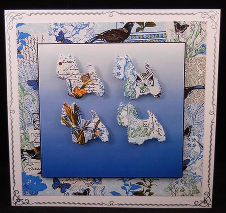 Westie Montage - Blue by Yvonne Middleton