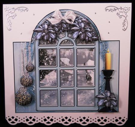 Blue Christmas Shaped Window Topper by Yvonne Middleton