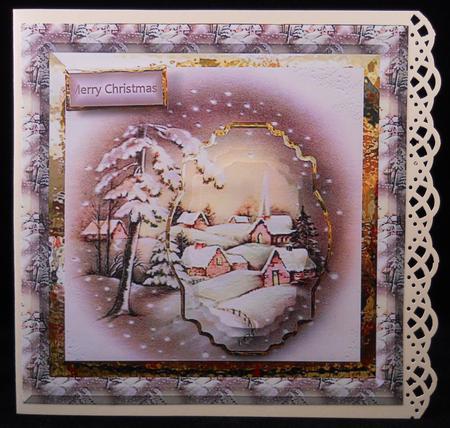 Sleepy Snow Covered Village Card with Pyramid Layers by Yvonne Middleton