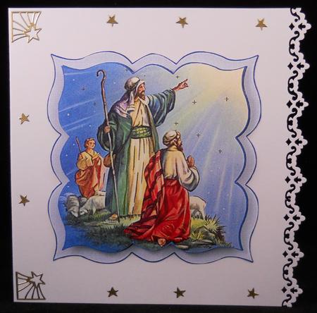 While Shepherds Watched 6x6 Card Front by Yvonne Middleton