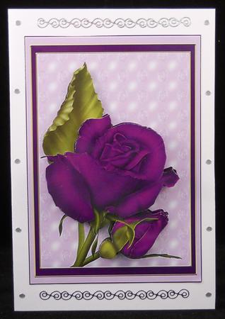 Purple Roses A5 Card Front Minikit by Yvonne Middleton