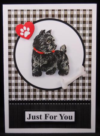Scottie Dog Gingham Card Front with Decoupage by Yvonne Middleton