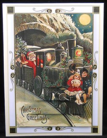 Vintage Santa Christmas Train Pyramid Topper by Yvonne Middleton