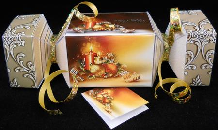 Christmas Candles Cracker Box with Gift Tag by Yvonne Middleton
