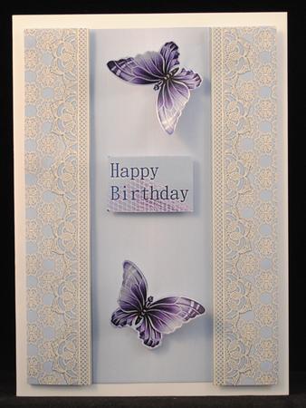 Vintage Lace Panel A4 Background - Blue by Yvonne Middleton