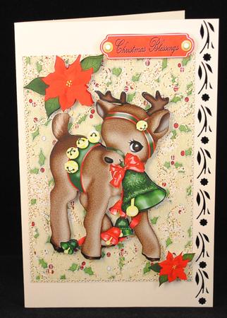 Lovely Brown Reindeer with Festive Bell's by Yvonne Middleton
