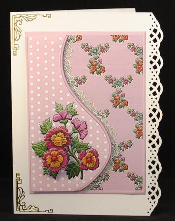 Embroidered Flowers Teardrop Side Panel Card by Yvonne Middleton