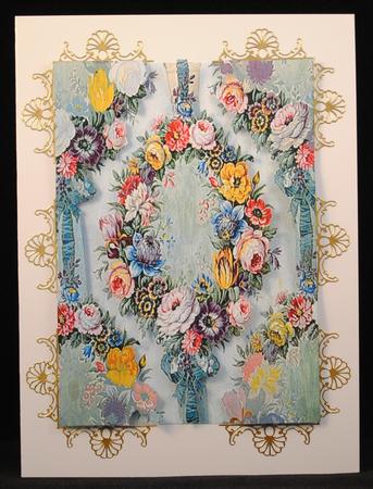 Vintage Floral Wreath Background by Yvonne Middleton