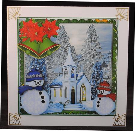 Snowman at Church Card Topper & Decoupage by Yvonne Middleton