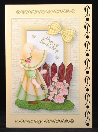 Gorgeous Girl with Yellow & Green Rose Bonnet by Yvonne Middleton