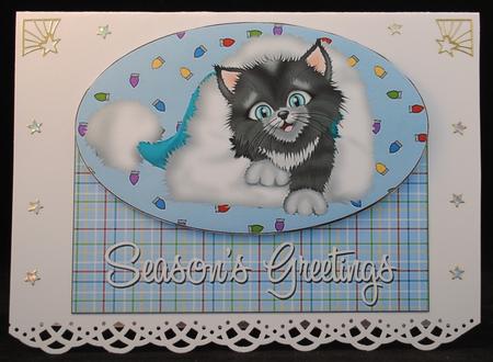 Blue Christmas Kitty Topper by Yvonne Middleton