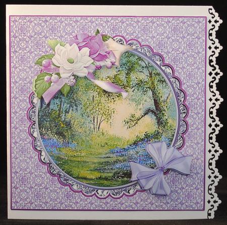 8x8 Square Frame Card Bluebell Wood with Decoupage by Yvonne Middleton