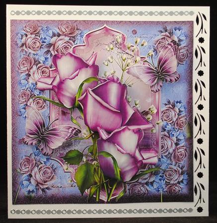 Lavender Rose Flutters Card Front Kit by Yvonne Middleton