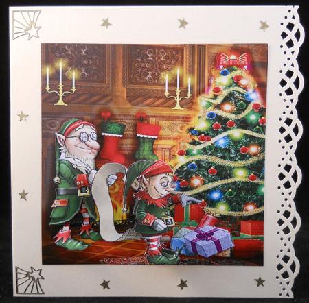 Checking It Twice Christmas Elves Decoupage by Yvonne Middleton