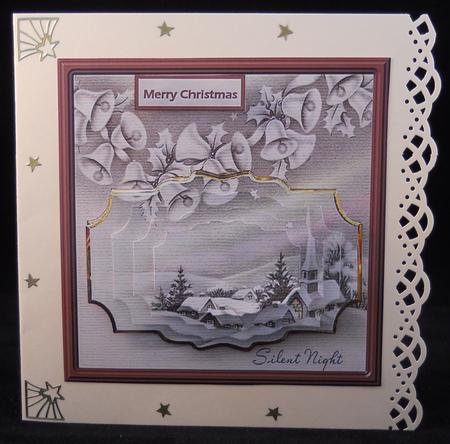 Silent Hamlet at Christmas Card with Pyramid Layers by Yvonne Middleton