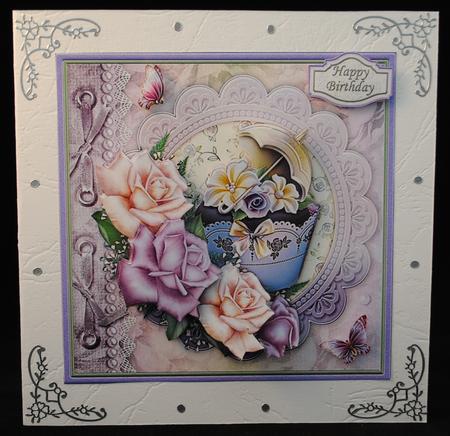 Cupcake Brolly & Roses Card Topper & Decoupage by Yvonne Middleton