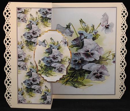 Vintage Pansy Fold Back Card by Yvonne Middleton