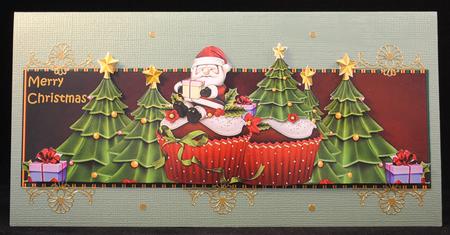 Large Dl Card Over the Edge Cupcake Santa by Yvonne Middleton