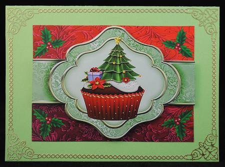 Christmas Tree Cupcake - Ribbon Sash Quick Card by Yvonne Middleton