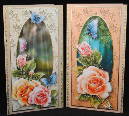2 Rosy Glow Roses Dl Toppers by Yvonne Middleton
