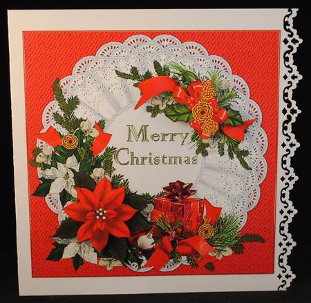8x8 Christmas Flowers and Gift Red by Yvonne Middleton