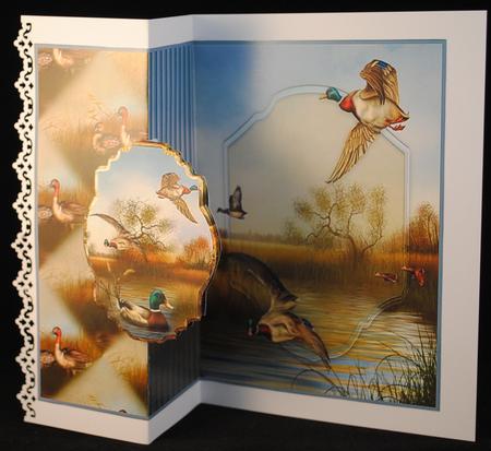 Mallards Fold Back Card with Toppers by Yvonne Middleton