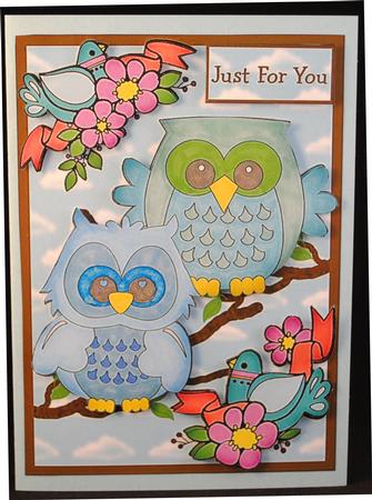 Owls on Branch 2 by Yvonne Middleton