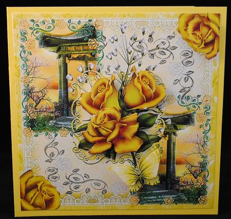 Beautiful Golden Roses 8x8 Card Topper by Yvonne Middleton