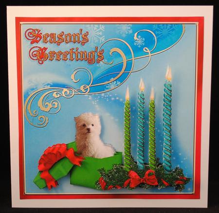 Puppy in a Box with Candles by Yvonne Middleton