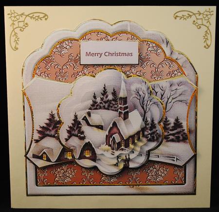Church in the Evening at Christmas Card Front by Yvonne Middleton