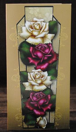 Art Deco Large Dl - Purple & Cream Roses by Yvonne Middleton