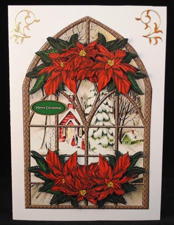 Christmas Window Poinsettias by Yvonne Middleton