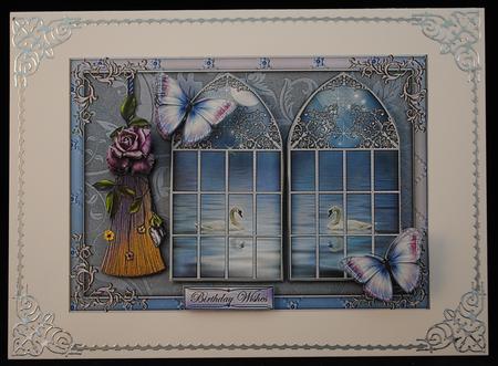 Moonlit Swans Double Window by Yvonne Middleton