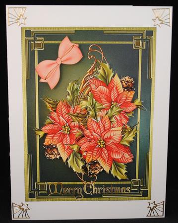 Beautiful Ponsettias on Holly and Pine Cones by Yvonne Middleton