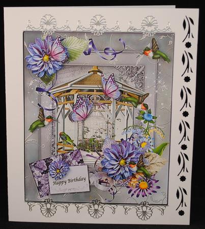 Spring Humming Birds & Butterflies Scene Card Topper by Yvonne Middleton