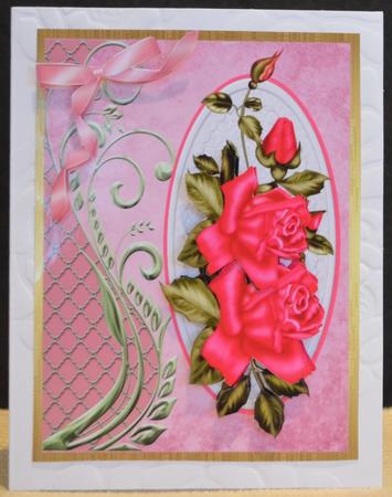 Lovely Deep Pink Roses in a Oval Plaque. by Yvonne Middleton