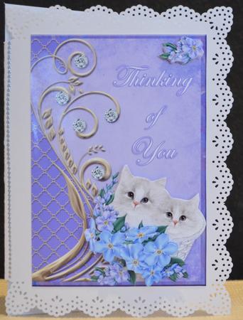 Thinking of You - Flowers and Puss's in Basket by Yvonne Middleton