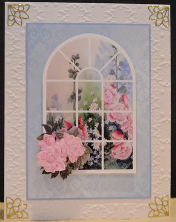 Hollyhock Window Scene by Yvonne Middleton